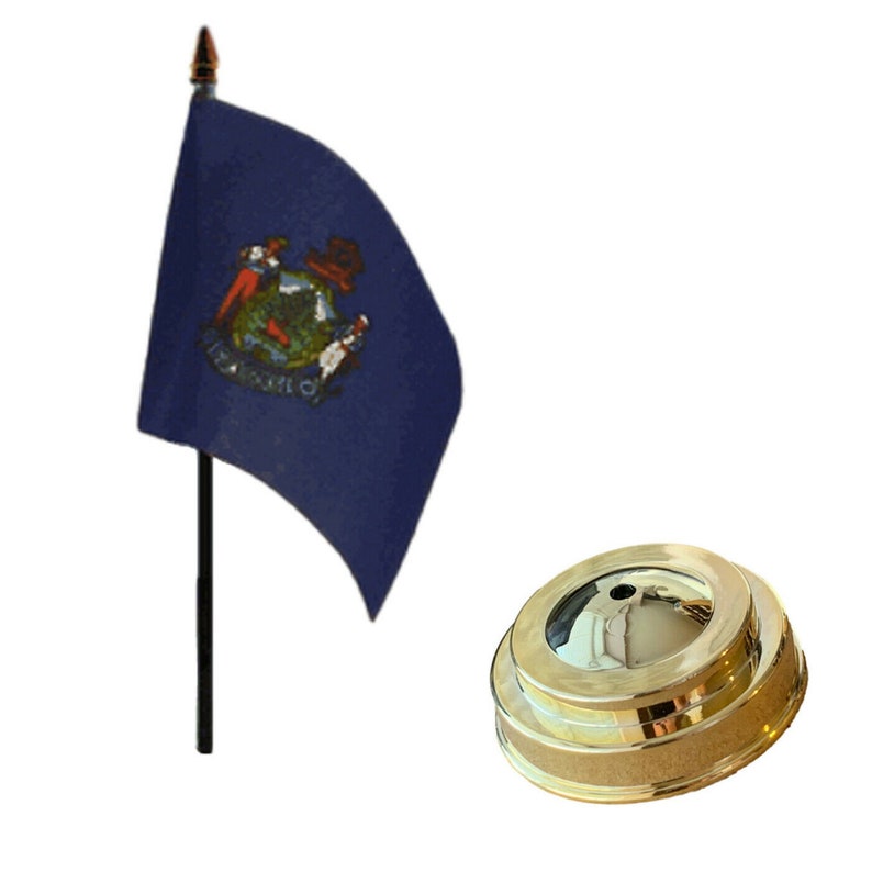 Maine US State Polyester Table Desk Flag 