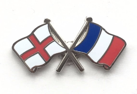 France /& England Flag Friendship Courtesy Pin Badge