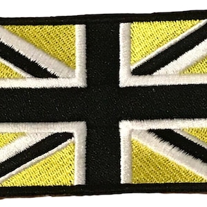 Yellow And Black Union Jack Embroidered Sew on Patch Badge (A)