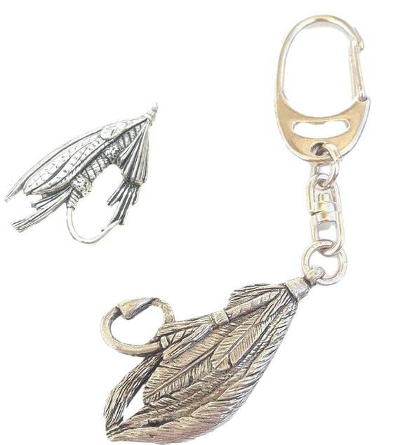 NEW Game  Fishing Fly Pewter Keyring NEW 