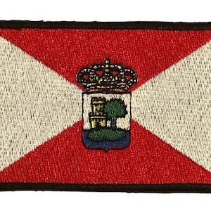 Vigo Spanien Spanische längliche Flagge gestickt Aufnäher / Aufbügler Abzeichen (A)