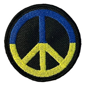Ukraine Flagge Farben CND Gestickter Aufnäher Abzeichen Aufnähen oder Aufbügeln (A)