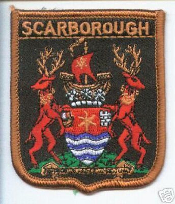 Parche bordado del mundo de la bandera de la ciudad de Scarborough