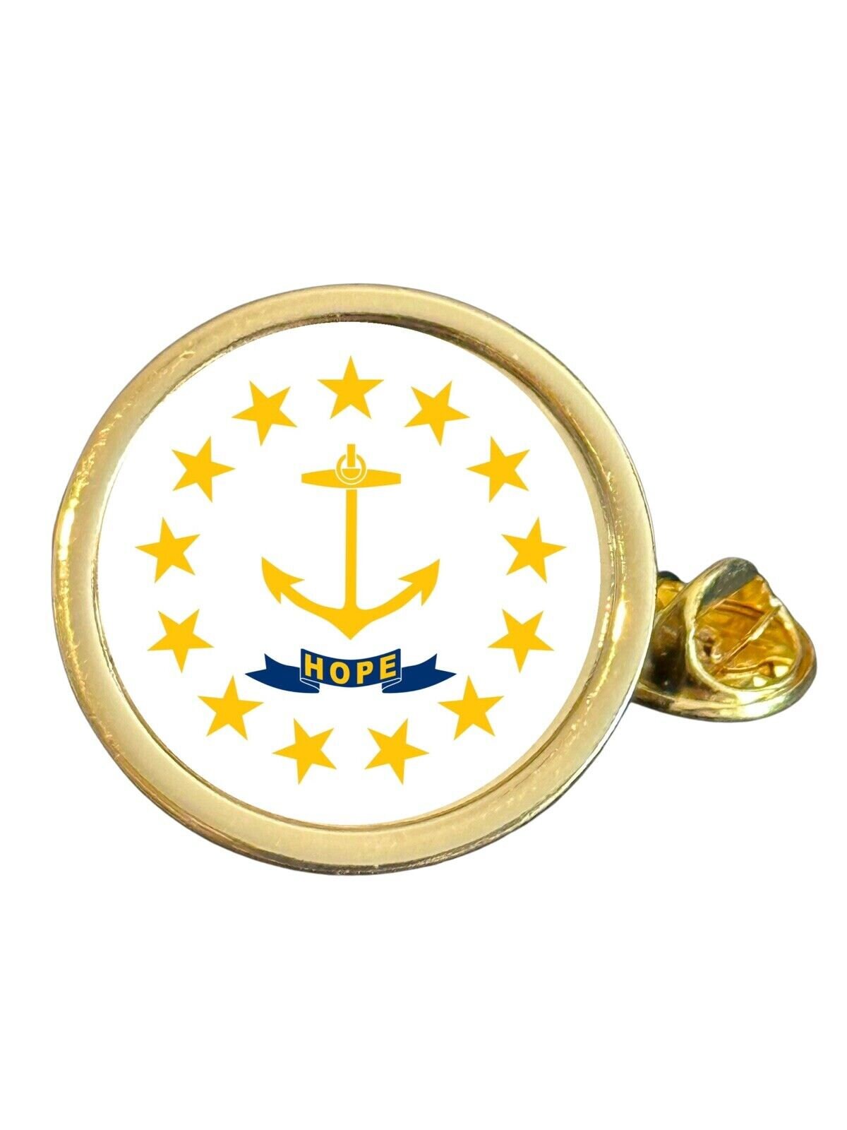 State Of Rhode Island Part Flag USA Gold Plated Domed Lapel Pin Badge in Bag