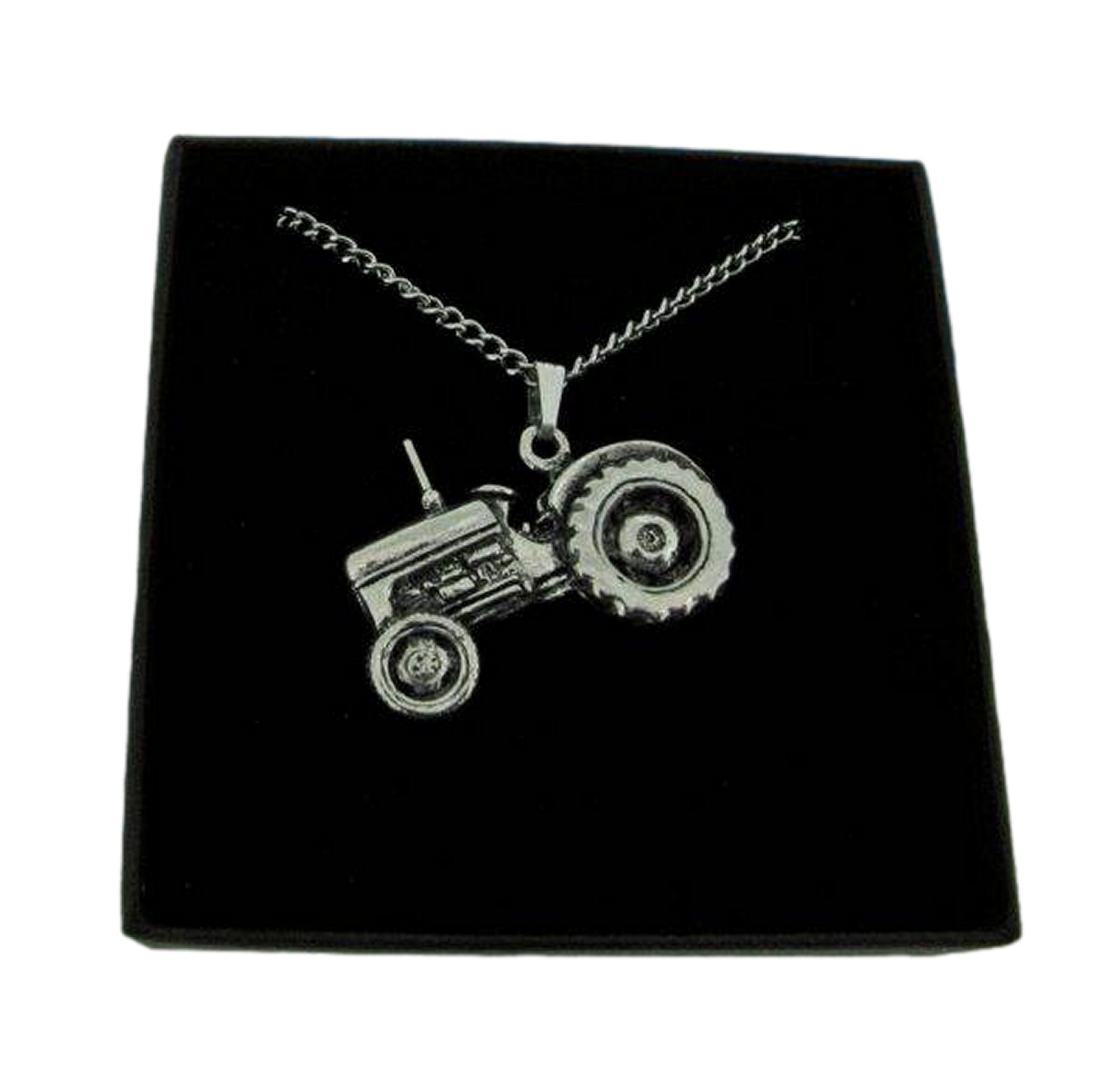 Tractor R181 English Pewter Emblem on a Black Cord Necklace Handmade