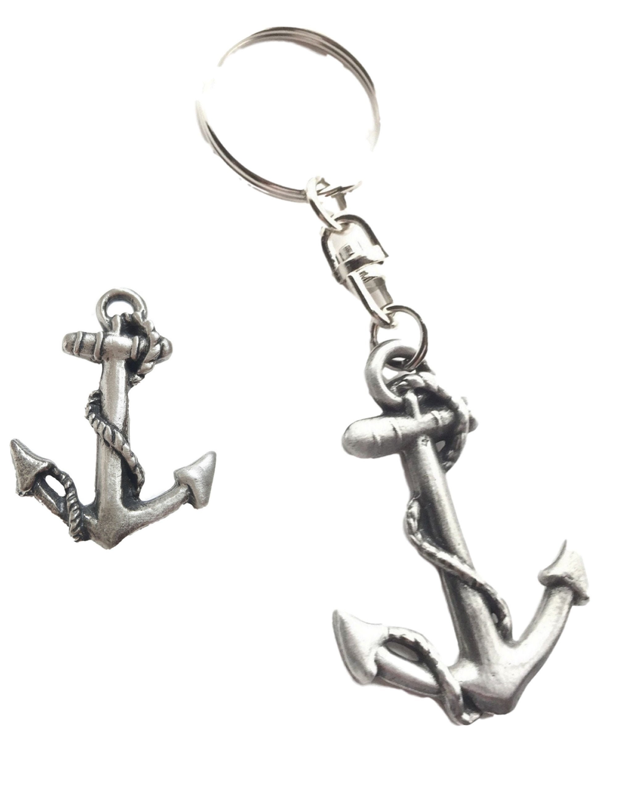 Anchor Key Ring and Pin Badge Boxed Gift Set Handcrafted in Etsy UK