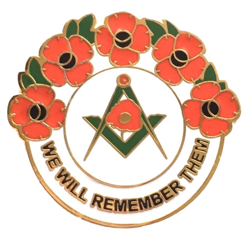 Masonic We Will Remember Them Remembrance Poppy Lapel Pin Etsy