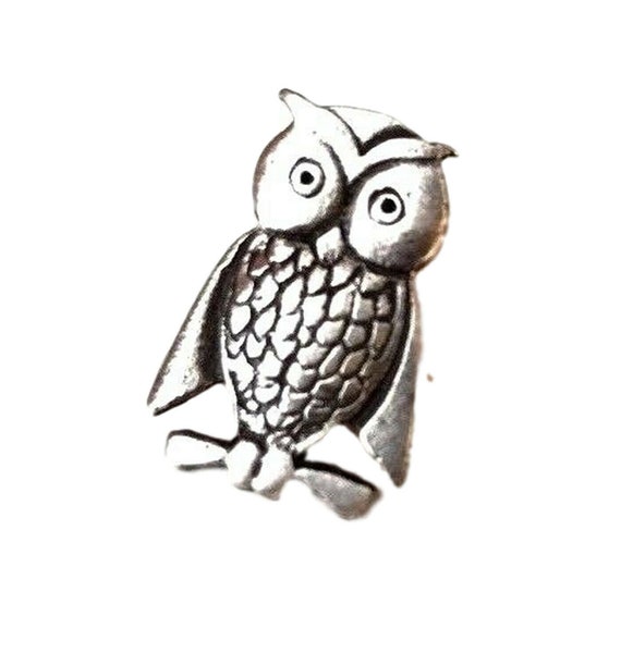 Owl Wise Barn Owl Handcrafted in Solid Pewter In The Lapel Pin Badge 