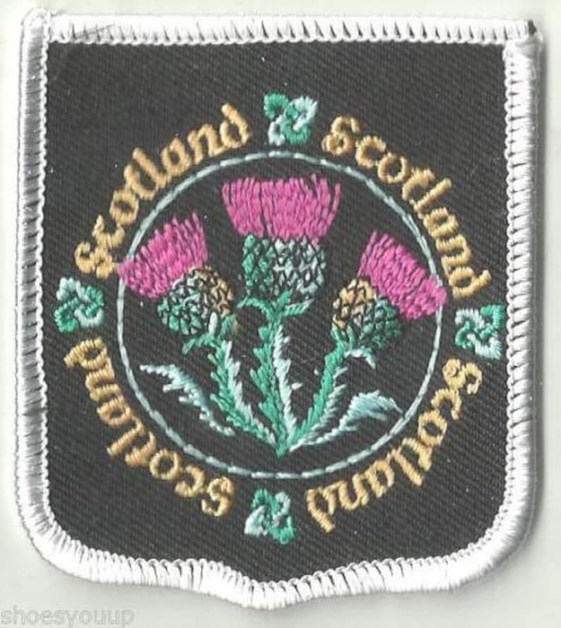 Scottish Emblem Thistle Scotland Crest Flag World Embroidered Patch Badge image 1