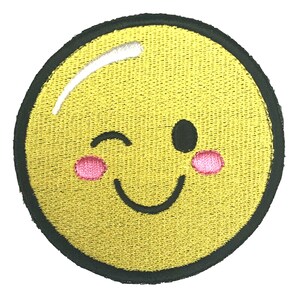 Smiling Emotional Face Emoticon Embroidered Sew or Iron on Patch (A)