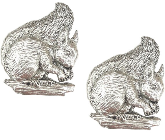 Squirrel English Pewter Lapel Pin Badge Red Grey Gray Present GIFT BOX 