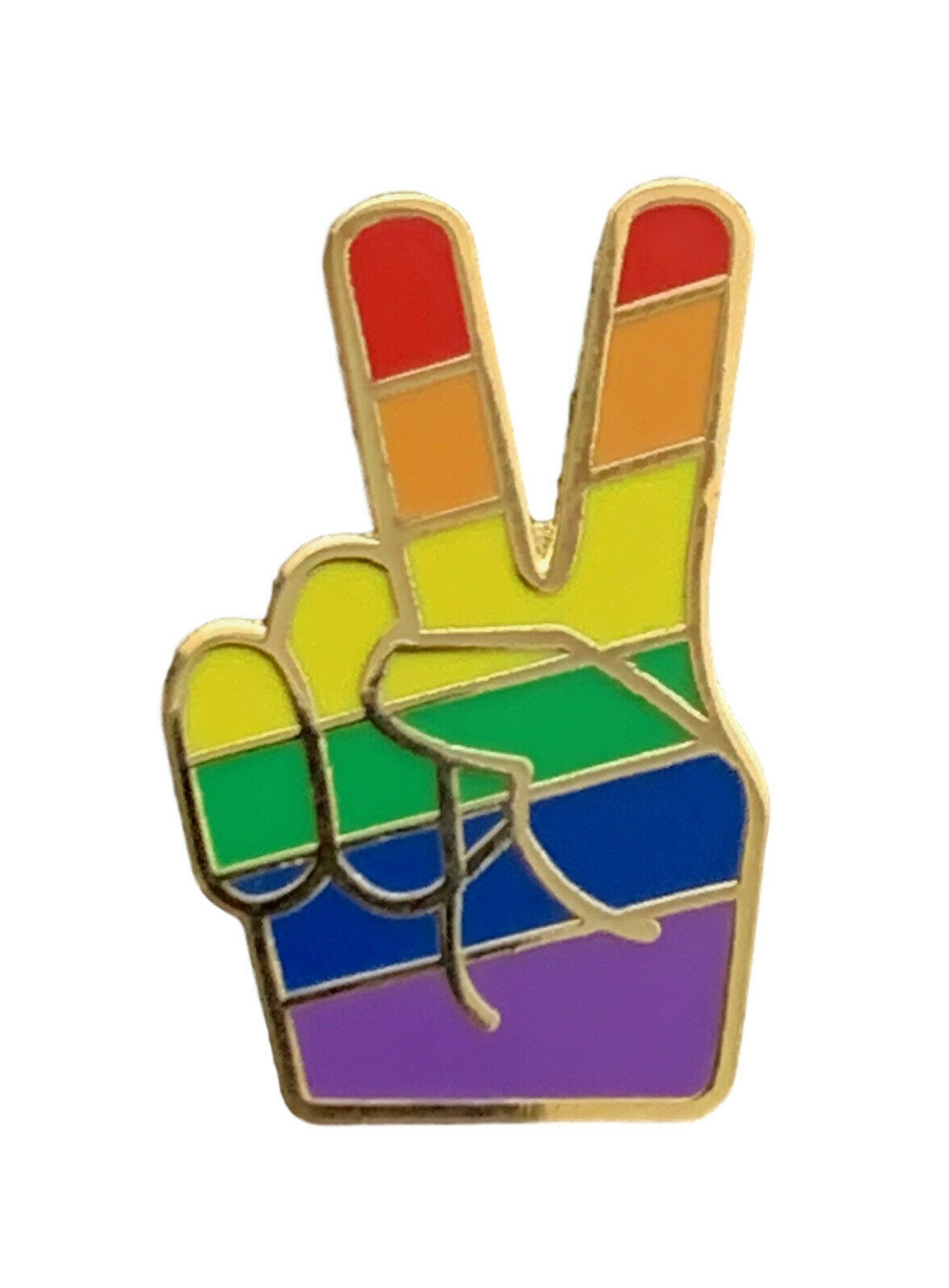 Rainbow Lgbtq Gay Pride Victory V Salute Peace Sign Enamel Etsy New Zealand