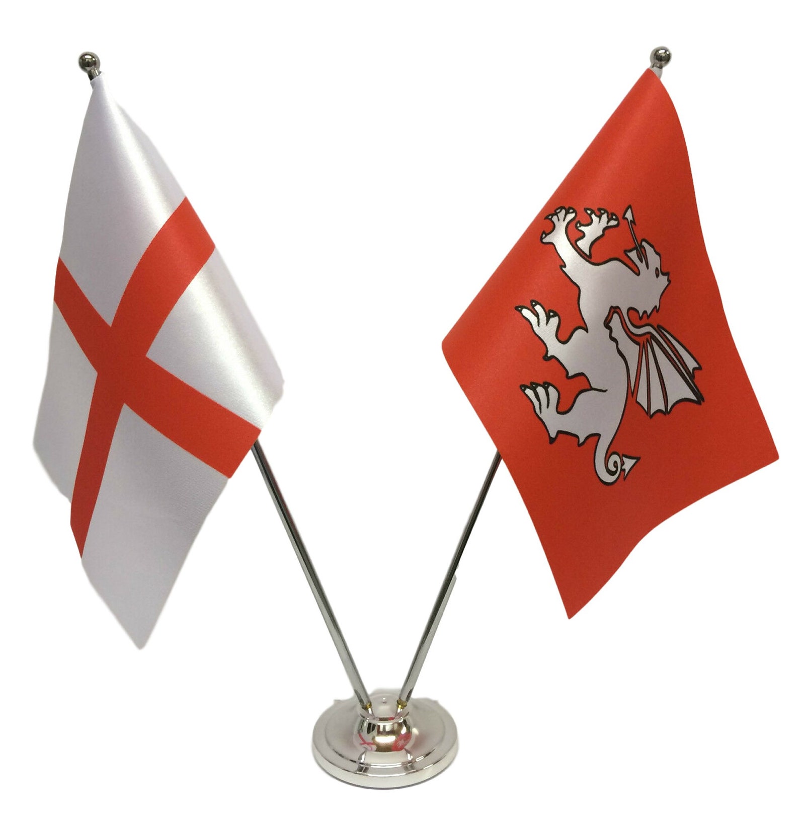 England & English White Dragon Flags Chrome and Satin Table Etsy
