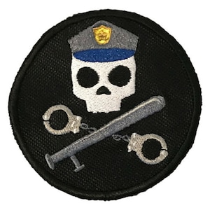 Crâne Professions Police / Cuivre Brodé Coudre ou Fer sur Patch (A)