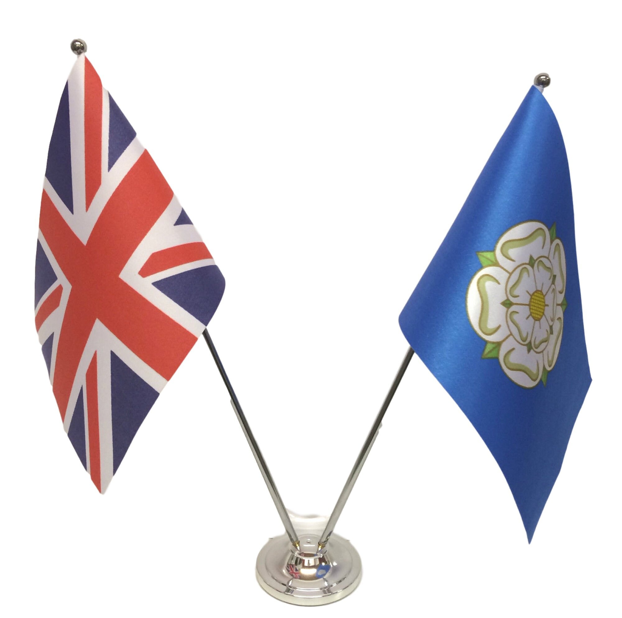 United Kingdom & Yorkshire Rose Flags Chrome and Satin Table Etsy