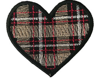 Tartan Heart Embroidered Iron or Sew on Patch A - Etsy