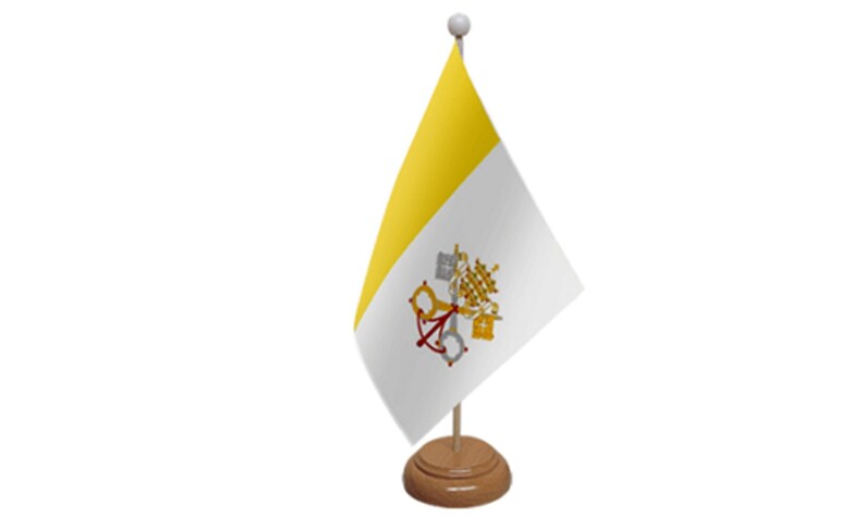 9 x 6 Vatican City Table Flag with Wooden Stand