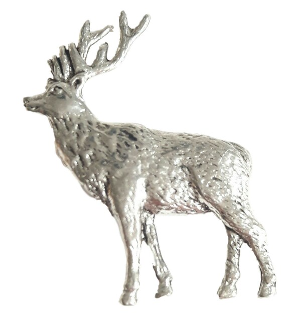 STANDING STAG Hand Made in UK Pewter Lapel Pin Badge STANDING STAG Hand Made in UK Pewter Lapel Pin Badge