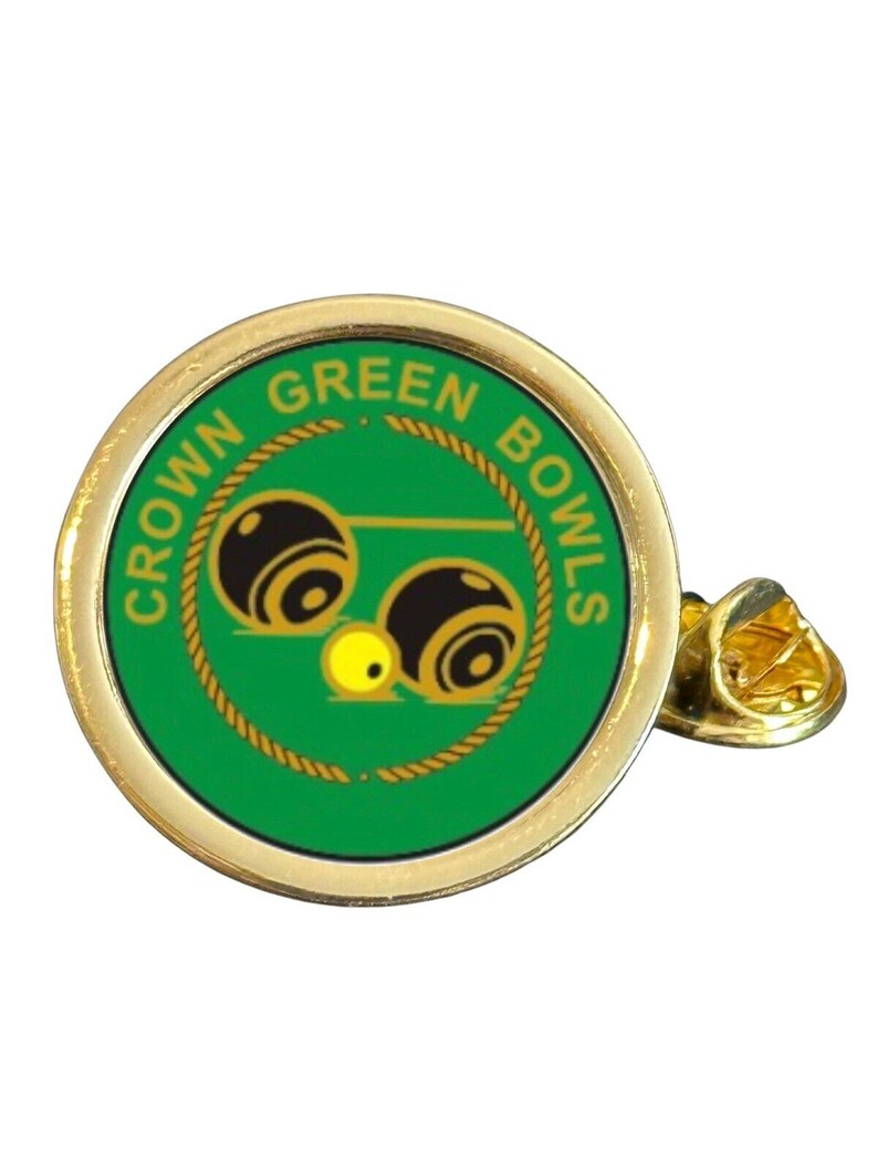 Crown Green Bowls Gold Plated Domed Lapel Pin Badge in Bag Etsy