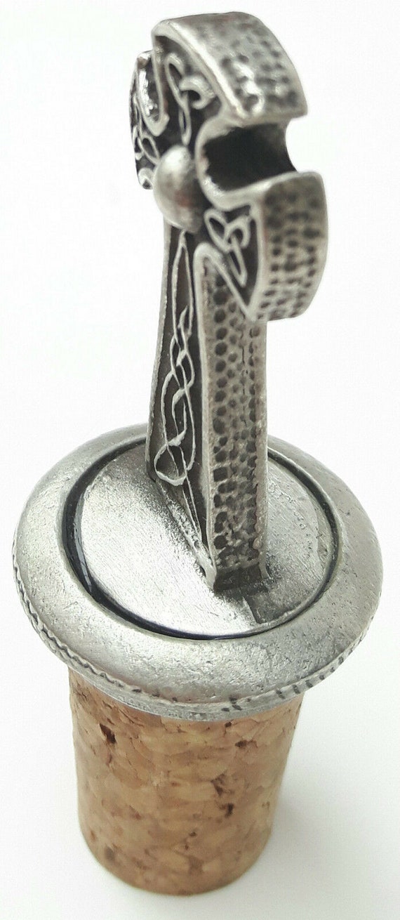 Celtic Cross Hand Crafted Pewter Bottle Stopper Wine Saver bs157 