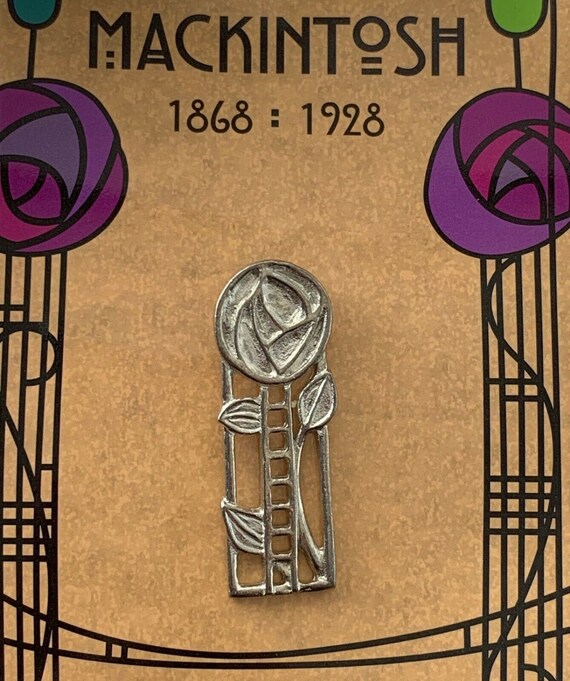Charles Rennie Mackintosh pewter pendant on chain Rose And Ladder Charles Rennie Mackintosh pewter pendant on chain Rose And Ladder