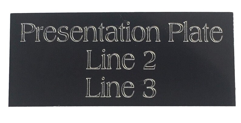 Emblems-Gifts Personalised Gift Presentation Plaque Trophy Black Plate 50 mm x 25 mm