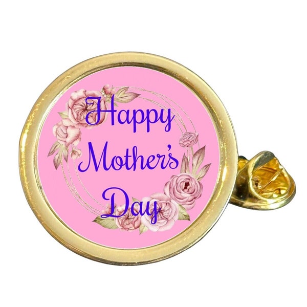 Happy Mothers Day Gold Plated Domed Lapel Pin Badge in Bag