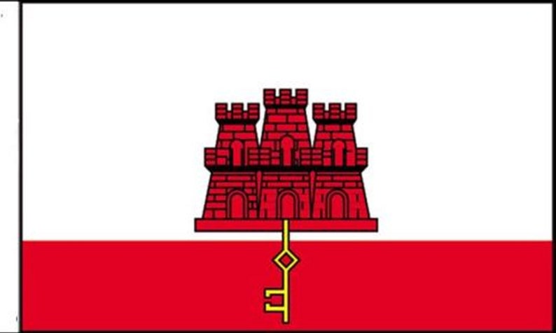 Gibraltar Sleeved Flag suitable for Boats 45cm x 30cm