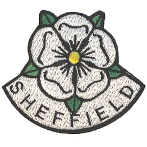 Sheffield Yorkshire Cut Out Rose Fully Embroidered Sew on or Iron Patch (A)