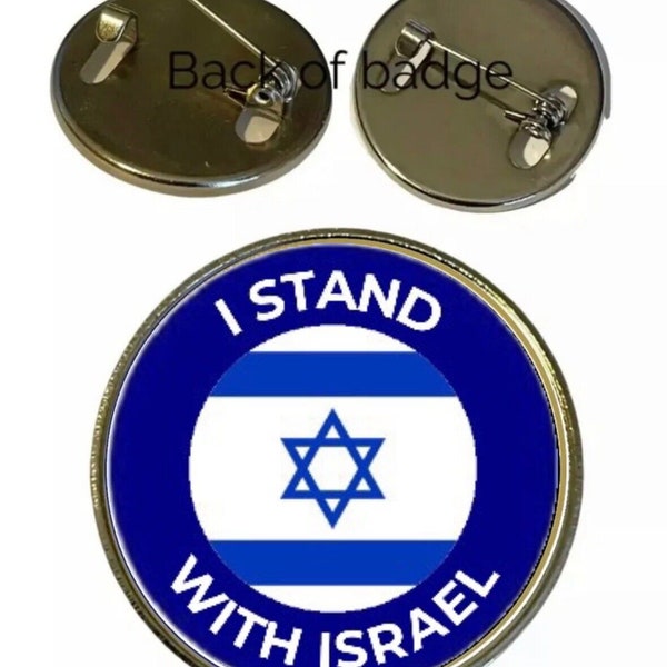 I Stand With Israel 25 mm Silver Metal Lapel Pin Badge