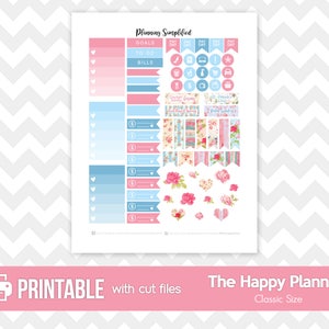 Printable Planner Stickers March Monthly View Kit W/ Vintage Rose ...