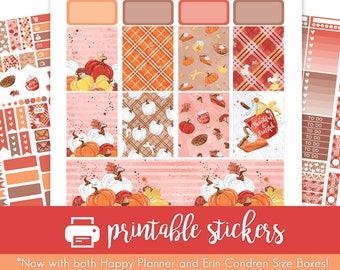 Printable Planner Stickers Pumpkins and Plaid Autumn Weekly Kit! Perfect for September/October/November! For use w/ ECLP and Happy Planner!