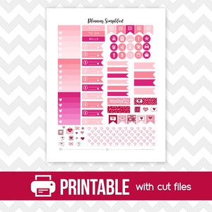 Printable Planner Stickers February Monthly View Kit W/ Cut Files Pink ...