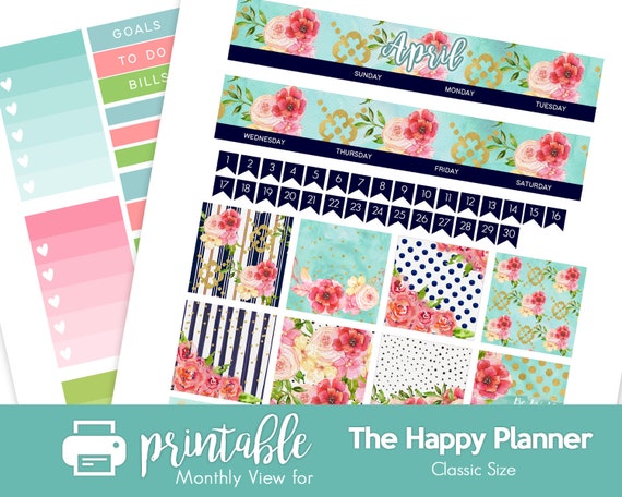 In Bloom Monthly Planner Stickers, Retro Floral Sticker Kit, Standard  Vertical Monthly Sticker Kit, Spring Time Floral Stickers