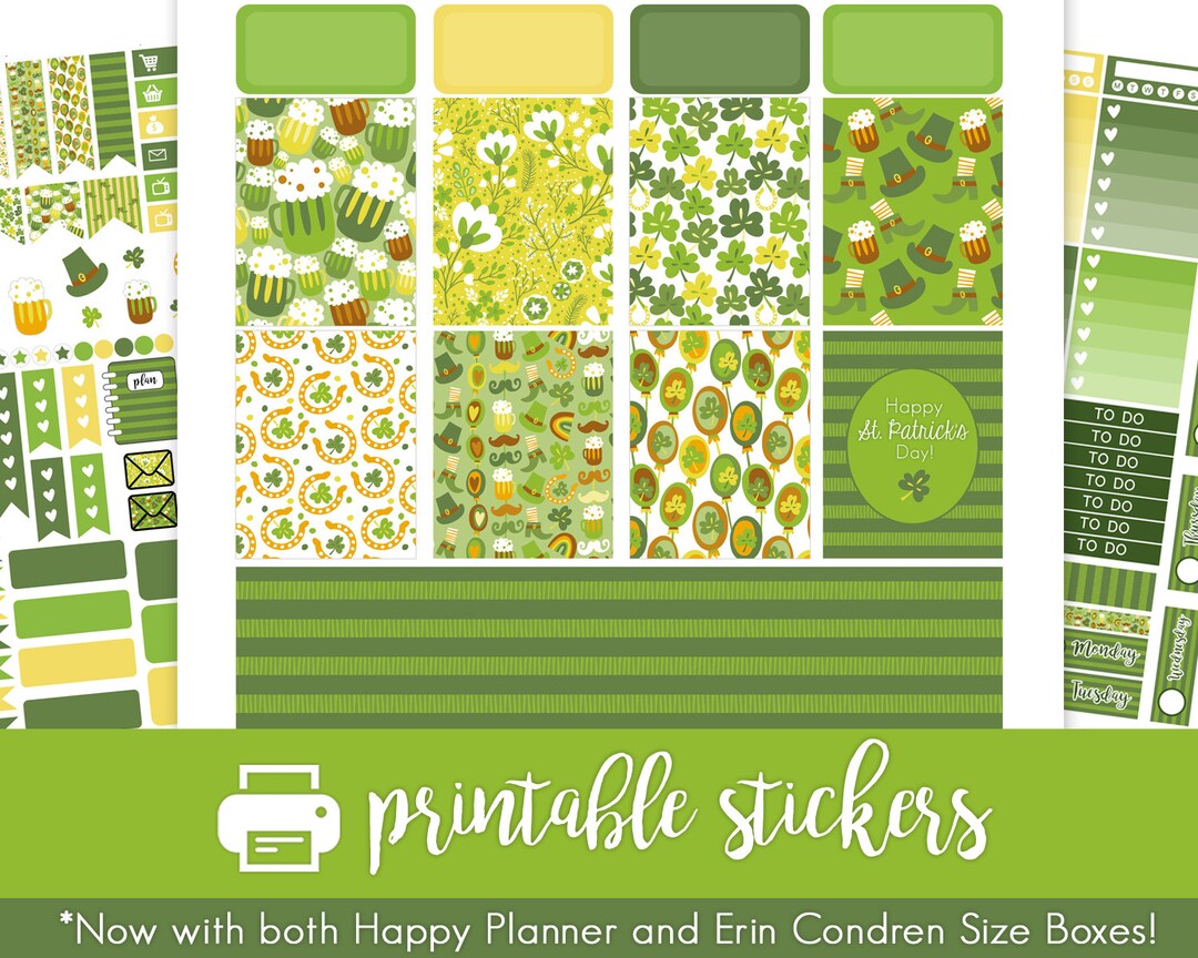 Printable Planner Stickers St. Patrick's Day Weekly Kit for March W ...