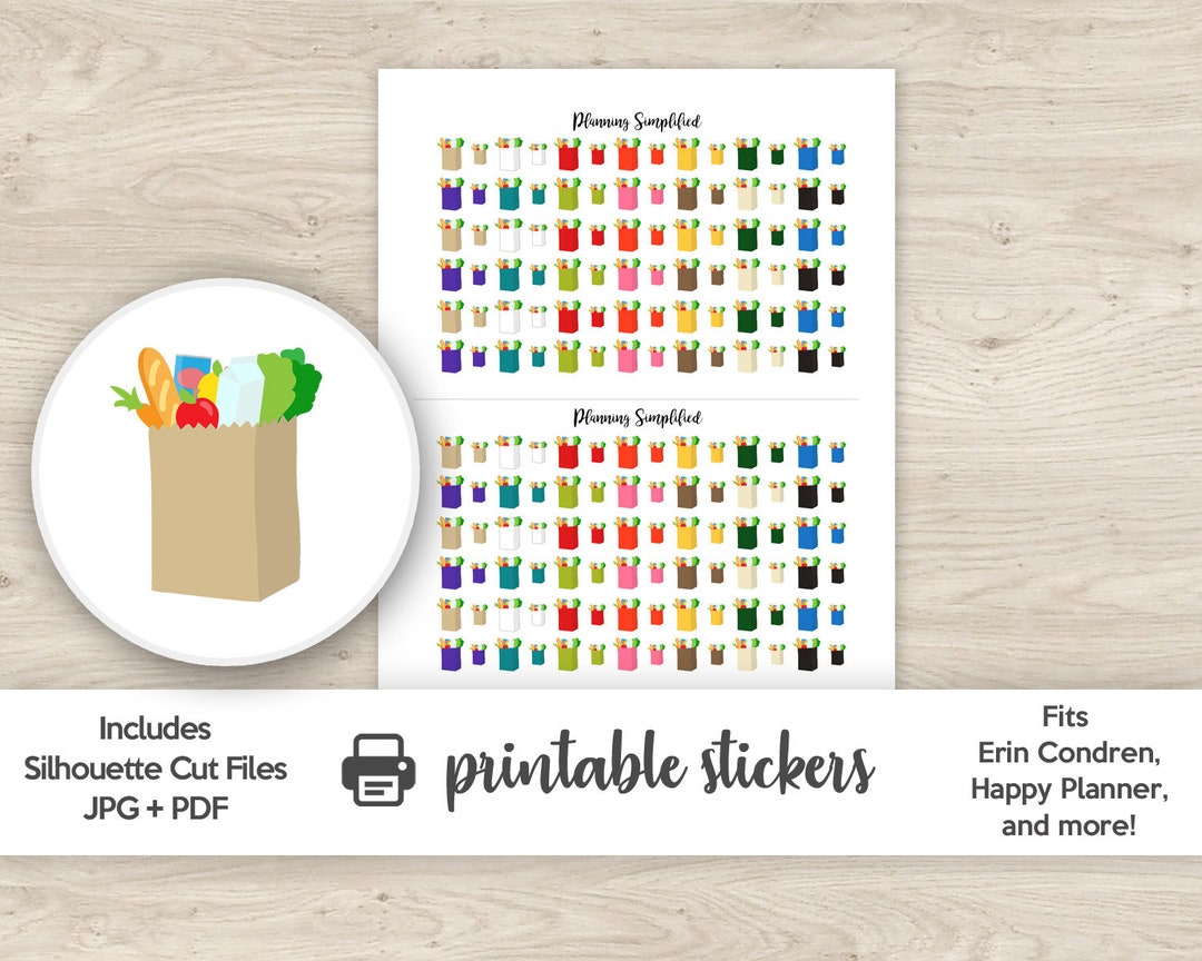 Printable Planner Stickers Grocery Shopping Functional - Etsy
