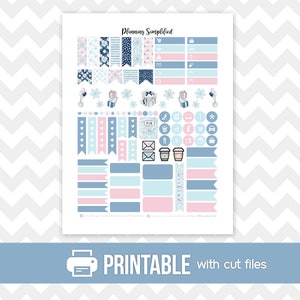 Printable Planner Stickers Snowy Christmas Weekly Kit w/ Cut Files Perfect for December/Christmas/Holidays image 2