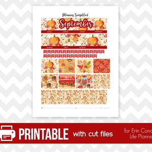 Printable Planner Stickers September Monthly View Early Autumn Theme ...