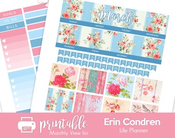 Printable Planner Stickers Spring Flowers Weekly Kit for March - Etsy