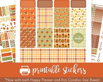 Printable Planner Stickers Thanksgiving / November Weekly Kit! w/ Cut Files! Erin Condren and Happy Planner!