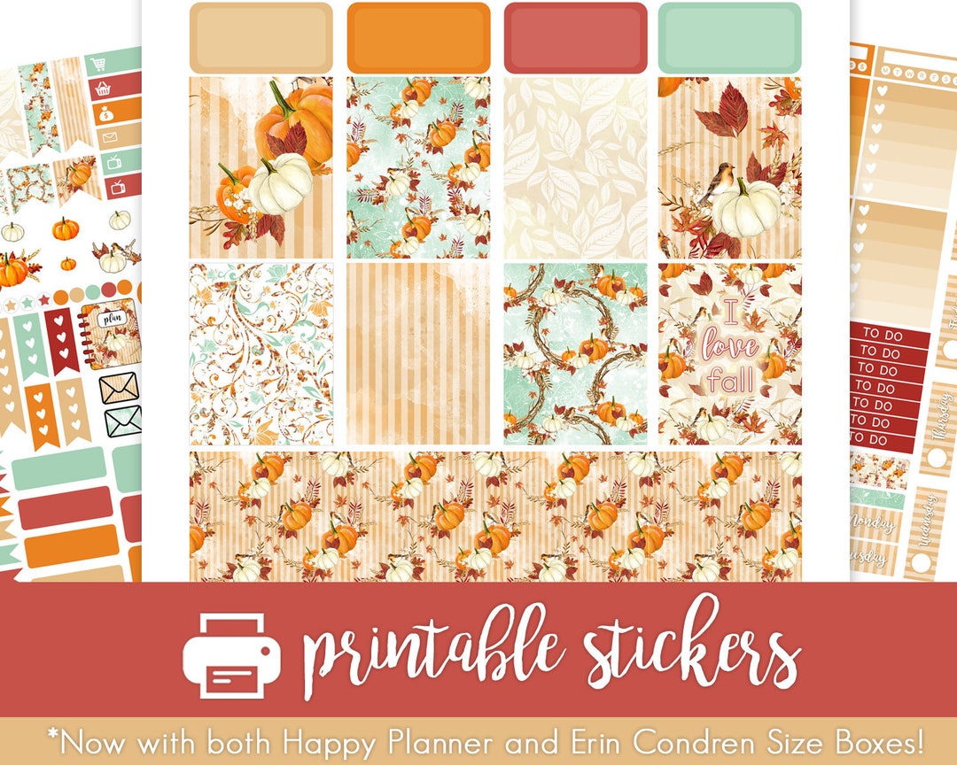 Printable Planner Stickers Fancy Fall Weekly Kit Shabby Chic Autumn ...