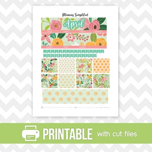 Printable Planner Stickers April Monthly View Kit Spring Flowers Theme ...