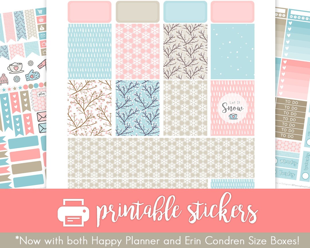 Printable Planner Stickers Winter Fun Weekly Kit W/ Cut Files for Use ...