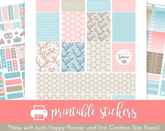 Printable Planner Stickers Winter Fun Weekly Kit! w/ Cut Files! For use with Erin Condren/Happy Planner/Recollections Planner!