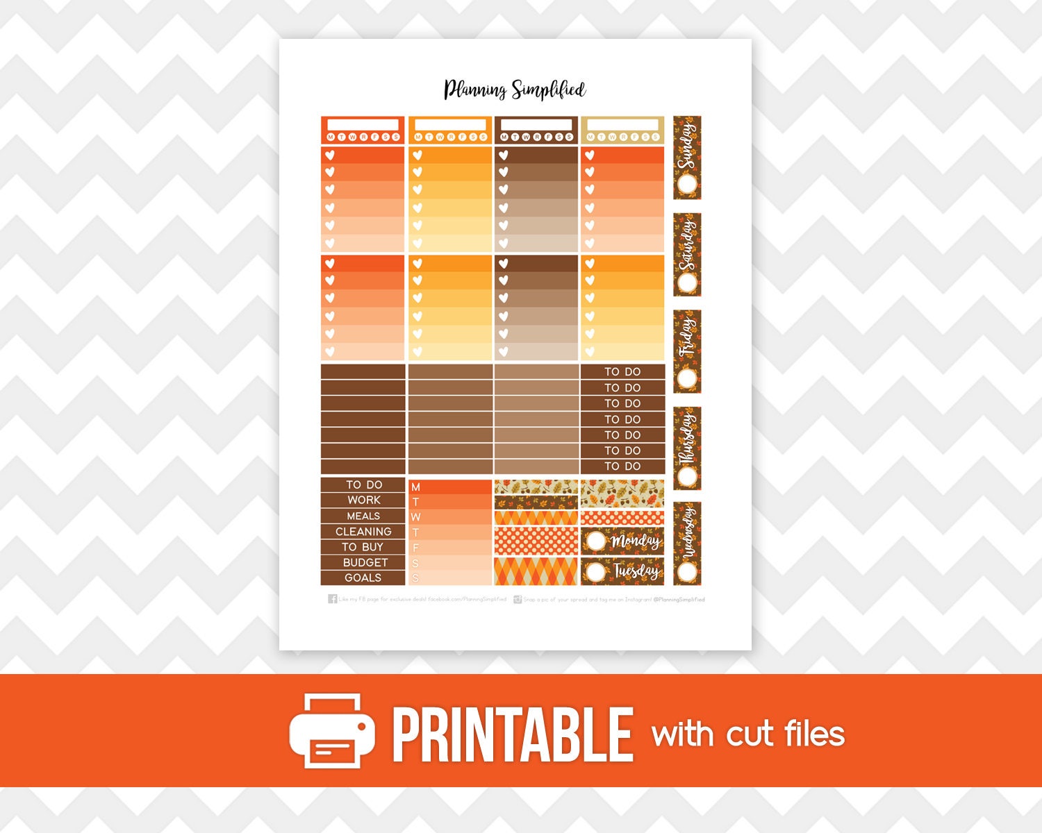 Printable Planner Stickers October / Fall / Autumn Weekly Kit - Etsy
