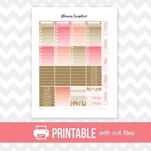 Printable Planner Stickers Rose &amp; Gold Weekly Kit Shabby Chic / Floral ...