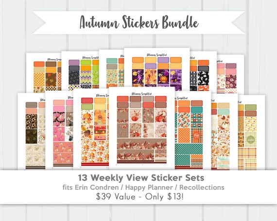 Autumn Printable Planner Stickers Bundle for use with Erin | Etsy