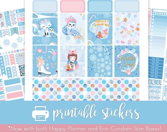 Printable Planner Stickers Winter Days Weekly Kit! w/ Cut Files! Perfect for December/January/February!