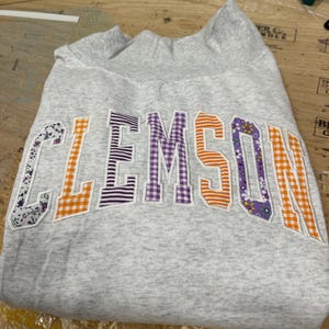 Custom Name Appliqué Sweatshirt, Women's Mock Neck Fleece Pullover, Personalized Word with Patchwork Fabric Fill