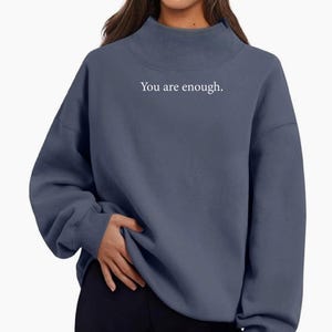 Sudadera de cuello alto bordada a medida – Sudadera de felpa con tus palabras